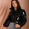 Truenkläder Kvinnor Vinterjackor och rockar 2022 Glänsande Crop Puffer Corduroy Down Jacket Bomber Bubble Fashion Coats For Ladies