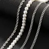 Choker 4 pc's gepaarde gelaagde ketting voor mannen Hiphop Street Wear Pearl mannelijke Cubaanse ketens kraag sieraden nekaccessoires