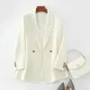 Misturas de lã feminina Naizaiga 100 lã penteada branco camelo preto manga longa Mulheres jaqueta primavera terno feminino casaco MX4 231114