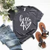 T-shirt femme Hello Forty Shirt Hello 40 Tshirt 40e anniversaire T-shirt anniversaire voyage chemise cadeau d'anniversaire unisexe graphique t-shirts femme t-shirts 230414