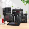 Cosmetic Organizer Simple Black Mesh Makeup Case Storage Pouch Casual Zipper Toiletry Wash Bags Make Up Women Travel Bag Package 231113