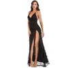 Casual Dresses Luxury Explosion Sequined Dress Sexy V-neck Party High Slits BacklessPackage Hip Floor-Length Elegant Banquet Long Gowns