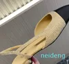 Designer DressFashion Women Sandaler Rhinestone Sheepskin Slingbacks med färgad chunky häl sandal 6