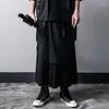 Pantalon pour hommes Arens Techwear Wide Leg Punk Gothic Pantalon noir Homme Goth Coton Linge Été Style japonais Streetwear Hip Hop