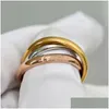 Bagues de bande Mode 3 en 1 Bague de créateur de haute qualité en acier inoxydable 316L Anneaux Bijoux pour hommes et livraison directe Bague de bijoux Dh3Fy