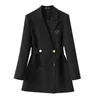 Autumn Women's Suit Coat Designer Button Jacket Fashion Matching Inverted Triangle Letter Long Suit Nylon Jacket Top Suit