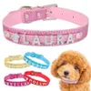 Dog Collars Leashes Personalized Collar Leather Rhinestone Bling Charms Custom Pet Dogs Cat Name 231113