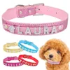 Colliers de chien laisses collier personnalisé en cuir strass Bling charmes personnalisés chiens de compagnie nom de chat 231113