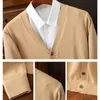 Giacche da uomo Taglie forti M5XL Maglione cardigan in cashmere Tinta unita lavorato a maglia con scollo a V Calda lana Maschile Cappotto casual di fascia alta Stile 231113