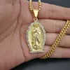 Naszyjniki wiszące kroplowanie losowane bling Virgin Mary Gold Naszyjniki Wisianty dla kobiet złoty kolor stalowy stal nierdzewna religijna biżuteria chrześcijańska t230413