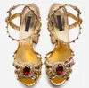 A114 Femmes Summer Sandals 2023 Shoes Gold Hollow Rhine-Drill 14cm High Heels Open Toe Thick Water Proo