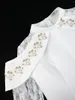 Vestidos informales Midi blanco elegante cuello alto encaje manga larga con bordado cinta de hombro elegante vestidos para ocasiones formales 4XL