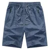 Shorts masculinos puro algodão homens praia casual verão cintura elástica cordão zíper bolso impressão moda solta tamanho grande azul esporte