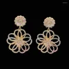 Dangle Earrings Lanyika Fashion Jewelry Young Lovely Hollow Lines Flower Cute Zircon Micro Plated Anniversary Birthday Trendy Gift
