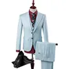 Herrenanzüge Herren Slim Fit 3 Stück Anzug Einreihig Knopf Business Hochzeit Halloween Party Formal Blau Kariert Jacke Weste Hose