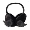 Berets L93F Devil Theme Plush EarMuffs For Women And Kids Ear Warmer Headband Winter Christmas Year Gifts