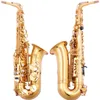 كوكب المشتري JAS 500Q جديد EB Alto Saxophone النحاس النحاس الذهب المطلي بالذهب الذهبي مفتاح E-Flat Music Instruments Sax Free
