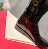 2023 Black patent Genuine Leather Luxury Winter Shoes Martin boots with V style women fashion boots