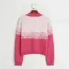 1109 2023 Autumn Märke samma stil tröja rosa långärmad v hals cardigan kvinnor kläder hög kvalitet kvinnor dl