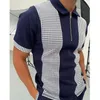 Men's T Shirts POLO Shirt Zipper Checkered Color Matching Men's T-shirt Top