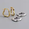 Hoopörhängen 925 Sterling Silver Geometric Earring for Women Girl Simple Oregelbundet Smooth Design Jewelry Birthday Present