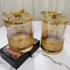 Storage Bottles Jars Gold-plated Butterfly Candy Jar Glass Jewelry Box Hollow Art Flower Arrangement Fruit Nut Sundries Storage Jar Home Decoration 231114