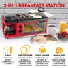 Andra köksmatsalar Griddle Electric Sand Maker Coffeemaker BST3RR Retro 3in1 Familjestorlek Frukost Station Cooking Appliances 231113