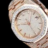 Luxury AP Diamond Iced Mosonite Can Pass Test vs Factory Handmade Mens Automatic 40mm med 904L Diamond Stacked Steel Sapphire armbandsur de luxe