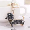 Keychains Bling Dog Lovely Dachshund Keychain Handbag Purse Pendant Car Holder Key Ring Jewelry Cute
