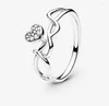 Cluster Rings S925 Sterling Silver Show Your Style With Jewelry Heart Ring Featuring Hand-Drawn Elements And Squiggly Lines