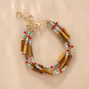 Strand One Czech Glass Beads And Semi-Precious Synthetic Stone Bracelet (BE1136)