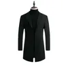 Jaquetas masculinas longo algodão casaco de lã 2023 outono blusão negócios moda slim fit clássico cor sólida 231113