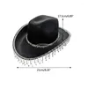 Berets Tassel Cowgirl Hat Rhinestones Bride Fedora Cowboys Bachelorette Party for Bridal Dropship