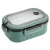 Servis uppsättningar Lunch Box Double Layer PP Silikonmateriallådor med mikrovågsugn Bento Perfekta gåvor för studentvuxna