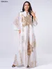 Casual Dresses Siskakia Sequins Embroidered Abaya Dress For Women Moroccan Kaftan Turkey Arabic Jalabiya White Islamic Ethnic Robe Eid 230414