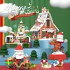 Bloklar 1455pcs City Christmas House Zencefil kurabında arkadaşlar Müzik Kutusu Kalesi Noel Baba Ağaç Tuğla Toys Çocuklar Hediyeleri 231114