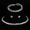 Popular full diamond bride jewelry Diamond Bracelet Earrings Necklace Set collar necklace for women