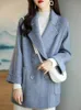 Womens Wool Blends Coat Elegance Coats and Jackets Women in Autumn Winter Jacket Korean Style Long Sleeve Office Lady Trench 231114