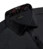 Camisas de vestir para hombres Esmoquin de satén elástico de diseñador floral negro con corbatas Fiesta de bodas Fiesta de graduación Camisa de manga larga de lujo para hombres Ropa