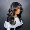 Brazilian Reddish Brown Colored Body Wave Wig with Bang Short Lace Front Wig Human Hair Wig for Women Glueless Wear Go Synthetic Wig