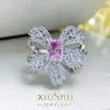 Cluster Rings Super Immortal Sweet Cherry Blossom Pink Diamond High Carbon Ring Butterfly Light Luxury Grade Flower Cutting