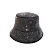 Berets 2023 Hats For Women Fashion Rhinestone Bucket Hat Designer Network Celebrity Fisherman's Black Panama Cap Spring Summer