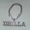 Hänge halsband Anpassade namn halsband aaaa zirkonia baguette bokstäver kedja hänge halsband för män kvinnor hip hop smycken t230413