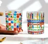 Whisky Glass Foreign Wine Glass Cup Handmålade målade linjer Vävt kristallglas Vatten Glas 3 färger Ölmugg Vinorganisatör