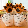 Guanti a cinque dita Simulazione TigerPanda Zampa peluche a righe Soffici animali di peluche Imbottito scaldamani Costume cosplay di Halloween Guanto 231114