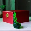 Dekoratif figürinler 10cm yeşil renk Tara Guanyin Buddha heykel reçine süpürme iblis lotus taban maskotu ev koyma dekorasyon