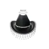 Bérets M2EA chapeau de Cowboy pour filles strass frange paillettes Rave Cowgirl mignon fête d'anniversaire accessoires de déguisement