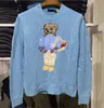Новая футболка-поло с вышивкой «Маленький медвежонок», смешанный хлопковый трикотаж, женский пуловер с круглым вырезом, свитер, универсальный модный топ