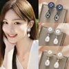 Boucles d'oreilles pendantes SENYU mode femmes perle goutte Style Hong Kong pavé cubique zircone avec pendentif d'eau boucle d'oreille bijoux de fête