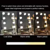 Miroirs compacts Miroir de maquillage portatif à lumière LED lumières de vanité miroirs de poche de maquillage compacts vanité cosmétique pliant à la main lampe de miroir LED cadeau 231113